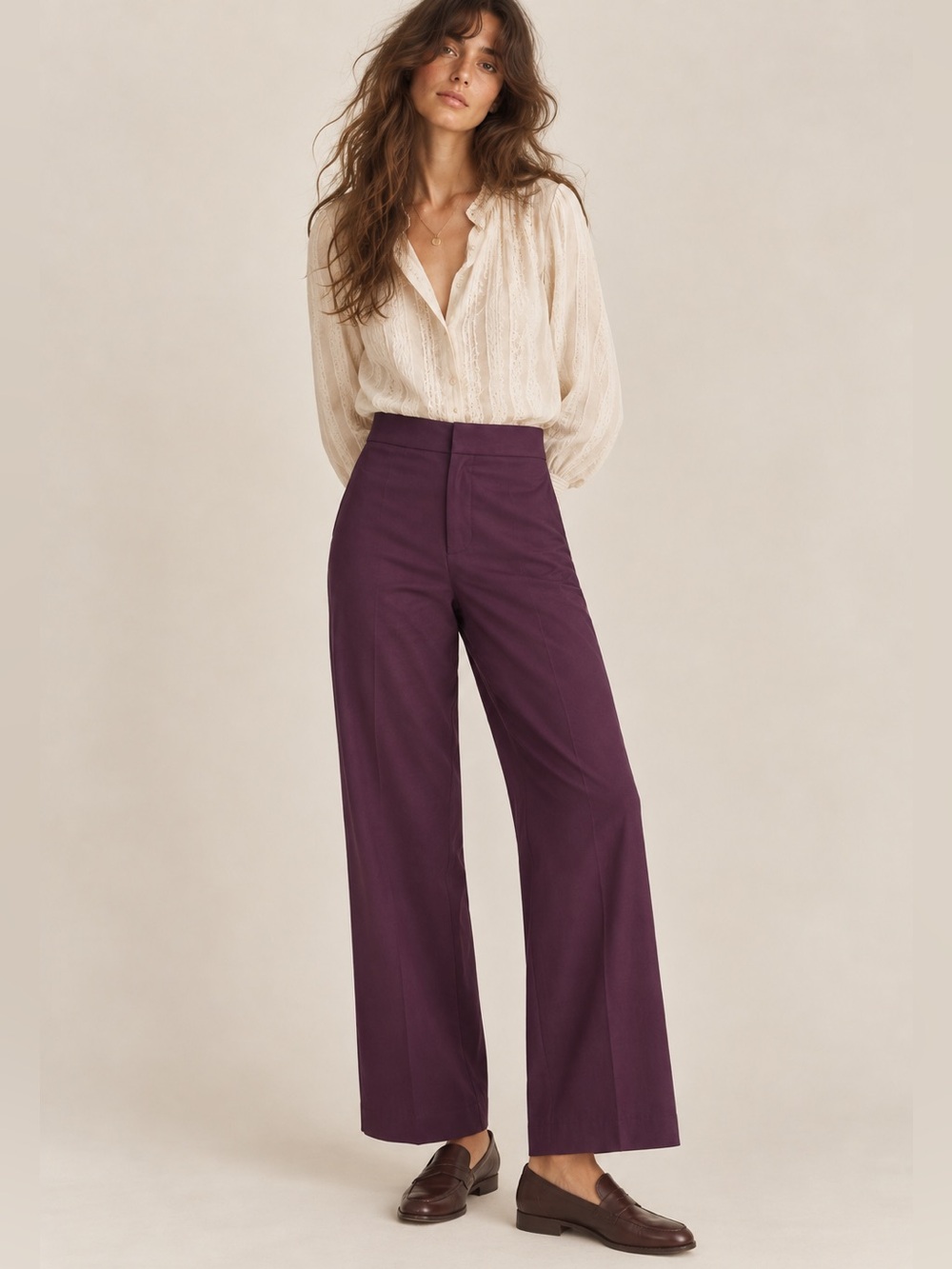 Lafayette 148 New York Plum Wide-Leg Trousers